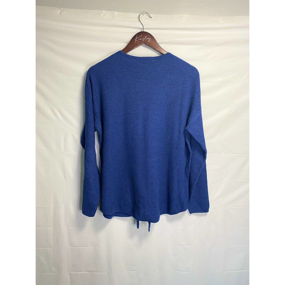 J. Jill Womens Front Tie‎ Sweater Pullover Cotton Long Sleeve Blue Size Medium - Picture 2 of 5